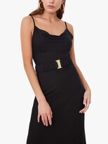 Thumbnail for your product : Trendyol Cowl Neck Ruched Belt Midi Dress, Black