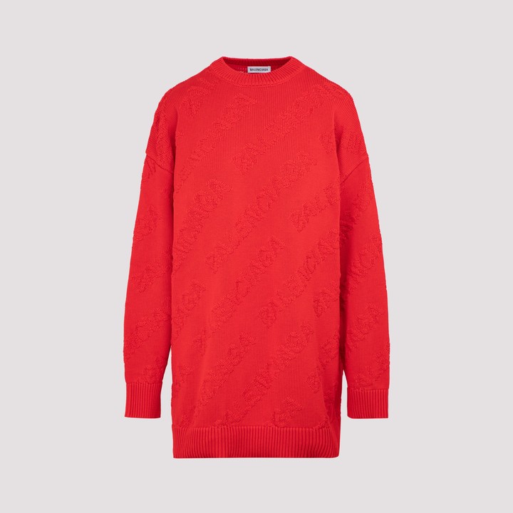 Balenciaga Allover Logo Jacquard Oversized Jumper - ShopStyle Sweaters