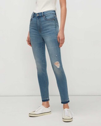 Slim Illusion High Waist Ankle Skinny With Destroy & Let Down Hem In Aloe