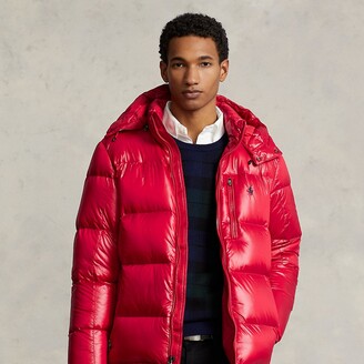 Polo Ralph Lauren Hooded Down Puffer Jacket w/ Emblem Patch Back - Red