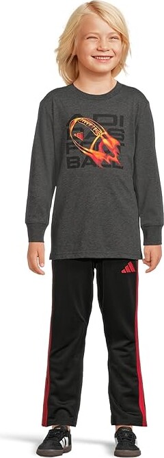 Adidas Originals Kids Sport Graphic Cotton T-Shirts Pant Set (Toddler/Little Kid) Boy's Workout Dark Grey Heather : 4 Little Kids, Cotton/Polyester