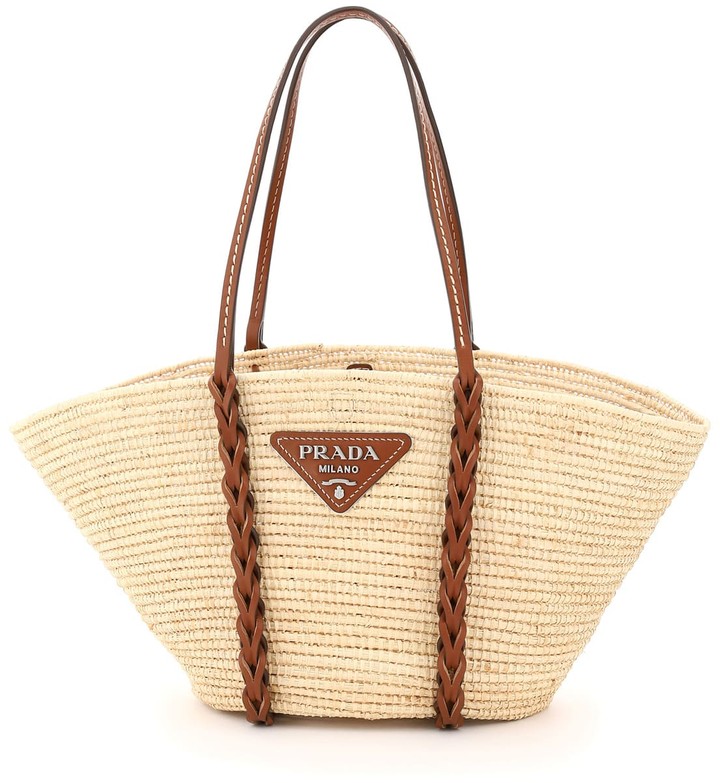 Prada Woven Raffia Basket Bag - ShopStyle