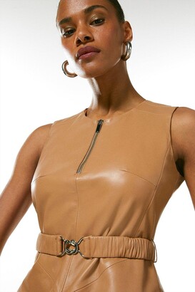 Karen Millen Leather Belted Midi Dress