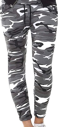Owasi Pack of 2 Womens Gym Jogger Military Army Print Camouflage Trouser Sports Jogging Ladies Leggings Tracksuit Bottoms Plus Size (Grey Camouflage Trouser