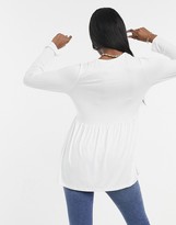 Thumbnail for your product : Asos Maternity   Nursing ASOS DESIGN Maternity nursing button front long sleeve smock top in white