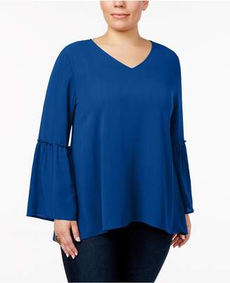Style&Co. Style & Co Plus Size Metallic Bell-Sleeve Top, Created for Macy's