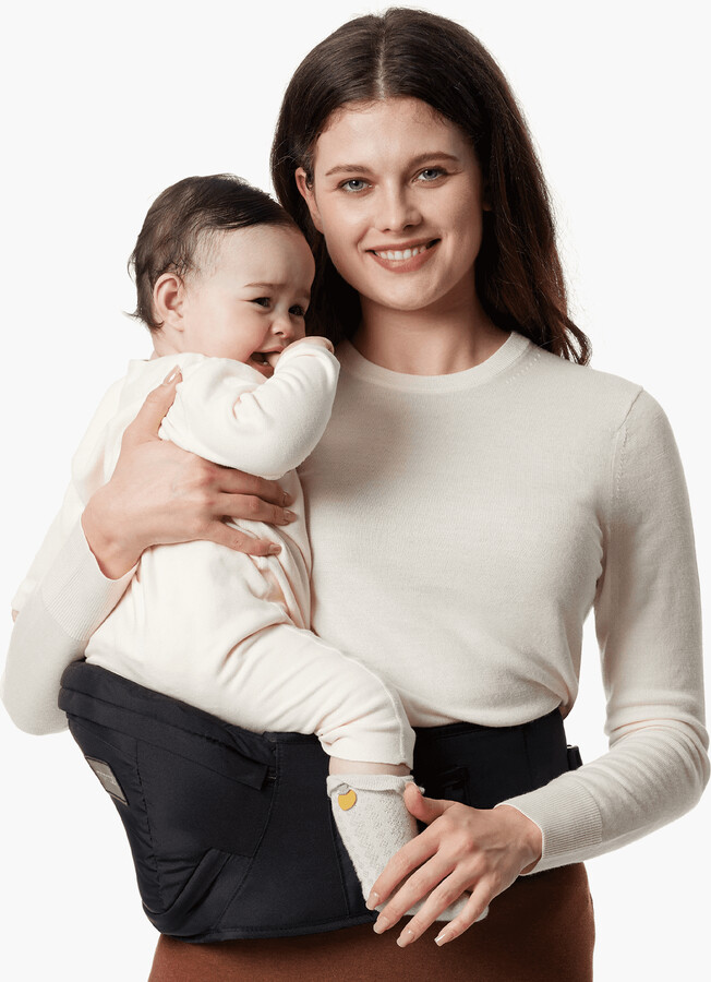 Momcozy Hip Seat Baby Carrier with Storage Pockets, Ergonomic Waist Support, Newborn to Toddler, Black