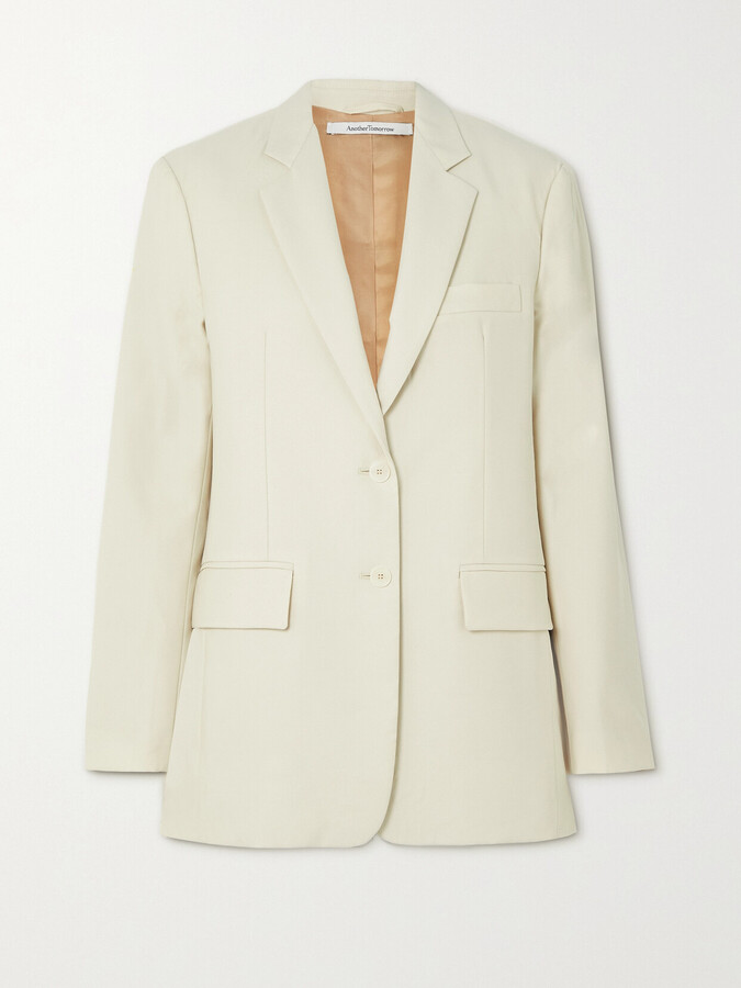 ANOTHER TOMORROW + Net Sustain Oversized Merino Wool Blazer - Off-white