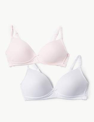 Marks and Spencer 2 Pack Padded Non-Wired Lace Wing First Bras AA-C