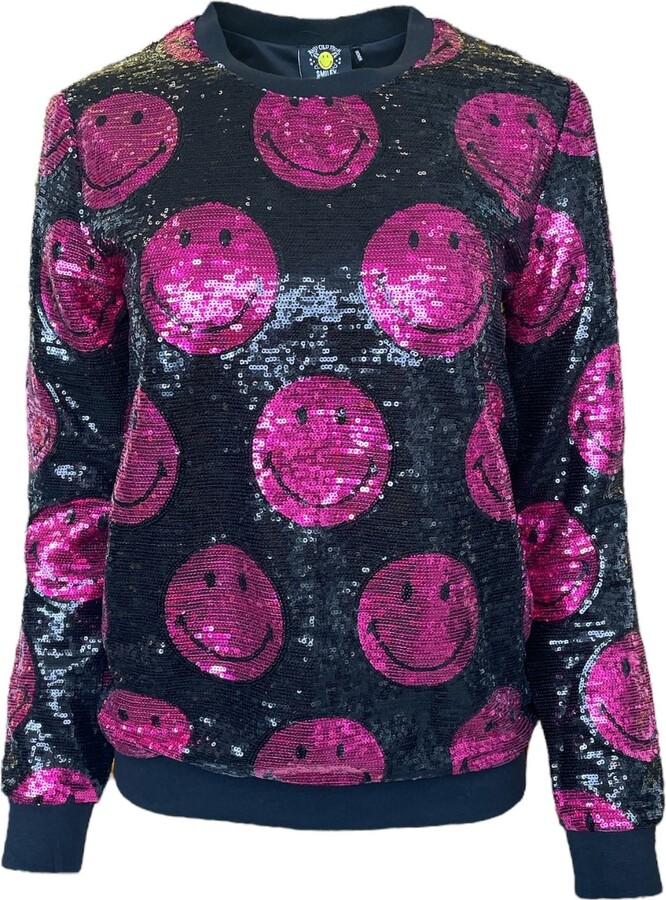 Any Old Iron Pink / Black Pink Smiley Sequin Sweatshirt
