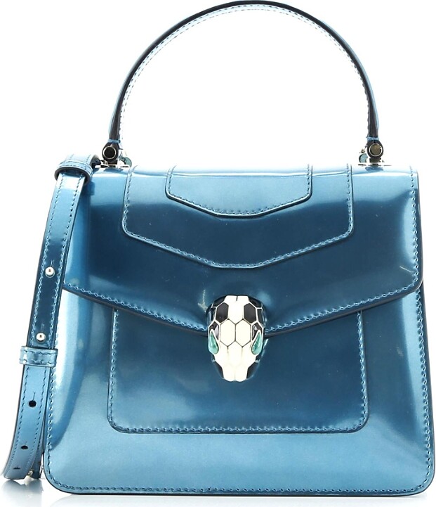 Pre-Owned Bvlgari Small Serpenti Forever Square Shoulder Bag Metallic Leather