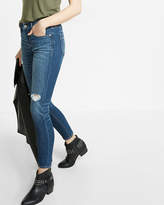 Thumbnail for your product : Express Mid Rise Distressed Stretch Cropped Jean Leggings
