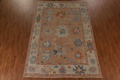 Rug Source Outlet One-of-a-Kind Rectangle Floral Hand-Knotted Wool Area Rug in Coral/Ivory/Blue