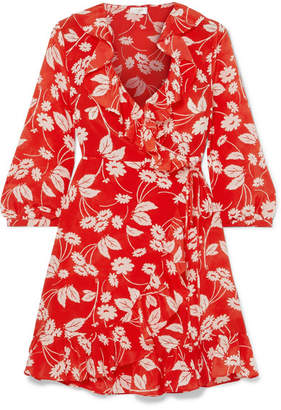 Rixo Abigail Floral-print Silk-crepe Wrap Dress