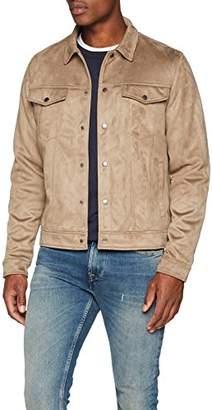 New Look Men's Faux Suede Western Denim Jacket,(Manufacturer Size: Small)