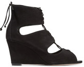 Thumbnail for your product : Schutz Adisa Lace-Up Cutout Suede Wedge Sandals