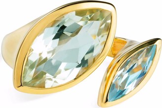 Neola Design Gold Cocktail Ring Green Amethyst & Blue Topaz Celestine