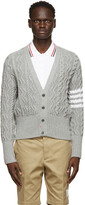 Thumbnail for your product : Thom Browne Grey Mohair Aran Cable 4-Bar Cardigan