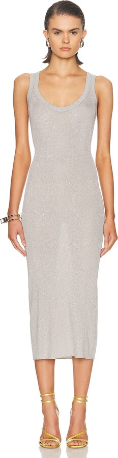 Tom Ford Midi Tank Dress in Metallic Silver
