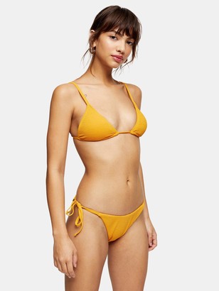 Topshop Crinkle High Leg Bikini Briefs - Mango