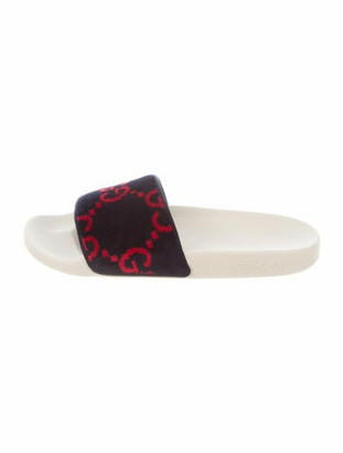 gucci floral slides blue