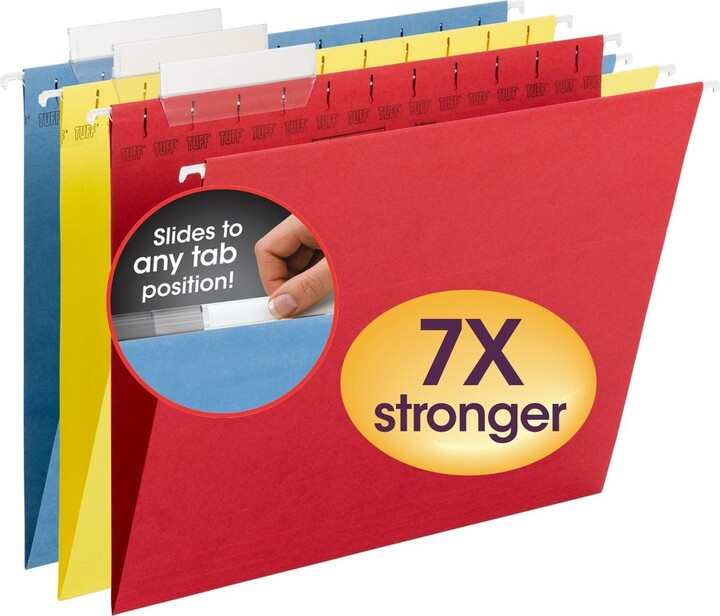 Smead TUFF Hanging File Folder with Easy Slide Tab, 1/3Cut Sliding Tab