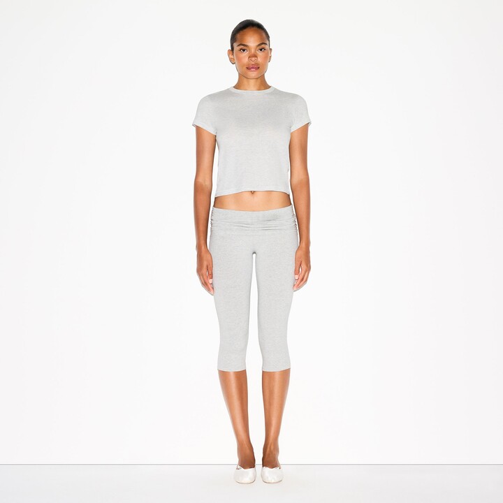 SKIMS Relaxed Tees Shrunken T-Shirt | Light Heather Grey