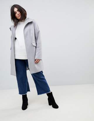 ASOS Curve Hooded Slim Coat With Zip Front