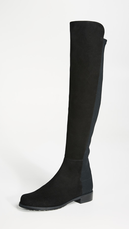 black suede stretch boots