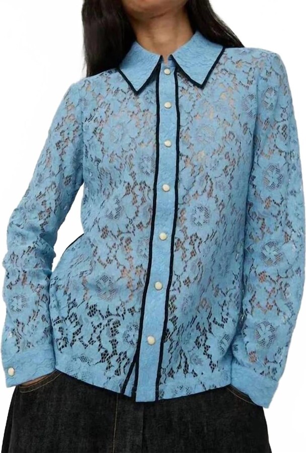 NO.6 STORE Anaise Long Sleeve Top In Blue