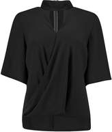 Thumbnail for your product : boohoo High Neck Cut Out Choker Wrap Front Blouse