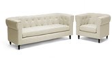 Thumbnail for your product : Baxton Studio Cortland Beige Linen Modern Chesterfield Sofa Set