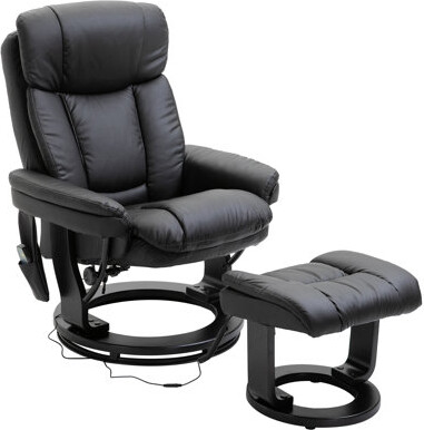 Latitude Run PU Leather Massage Recliner Chair With Ottoman 10 Point Vibration Swiveling Armchair