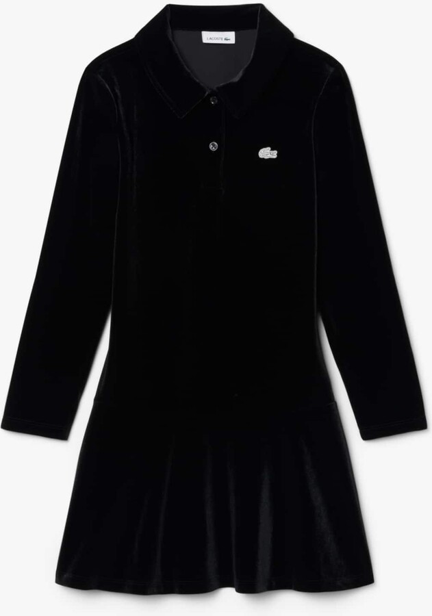 Girls' Shiny Stretch Velour Polo Dress