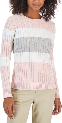 Tommy Hilfiger Women's Flag Logo Colorblocked Cotton Cable-Knit Sweater -  ShopStyle