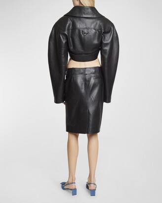 ジャケット・アウター JACQUEMUS 24SS CROP LEATHER JACKET Cropped leather jacket in black - Jacquemus | Mytheresa