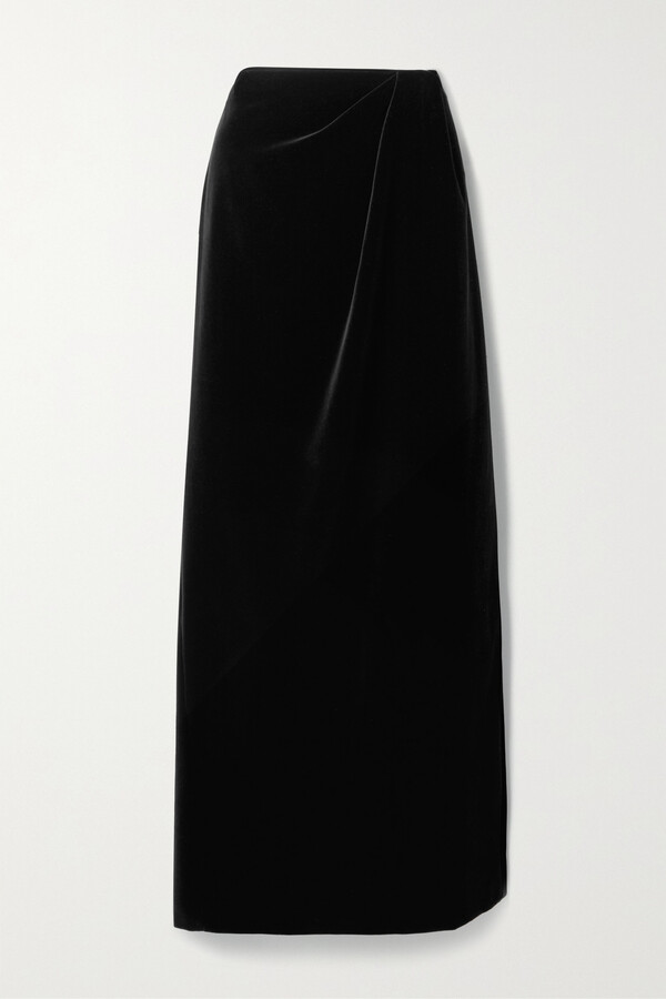 Black Velvet Maxi Skirt | ShopStyle