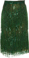 Thumbnail for your product : Naeem Khan M'O Exclusive Beaded Fringed Chiffon Skirt