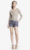Thumbnail for your product : Express 2 1/2 Inch Pleated Cuffed Chambray Shorts