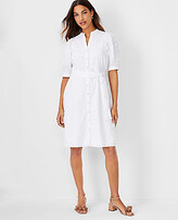 Thumbnail for your product : Ann Taylor Petite Floral Embroidered Tie Waist Shirtdress