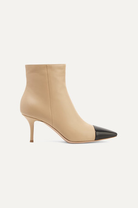 Gianvito Rossi 70 Two-tone Leather Ankle Boots - Beige