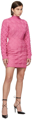 Herve Leger Pink Chunky Weave Bandage Mini Dress