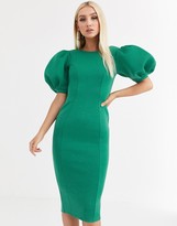 Thumbnail for your product : ASOS DESIGN strappy back bubble sleeve midi dress