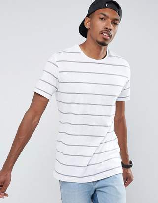 Pull&Bear T-Shirt In White And Navy Stripe