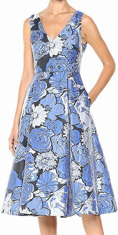 Adrianna Papell Womens Fit and Flare Splice Dress 