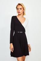 Thumbnail for your product : Karen Millen Viscose Jersey Colour Block Wrap Belted Dress
