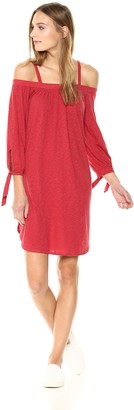 Three Dots Women's eco Knit Short Loose Cold Shoulder Dress