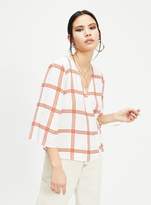 Thumbnail for your product : Miss Selfridge Rust Check Tie Wrap Blouse