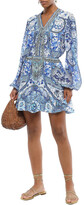 Thumbnail for your product : Camilla Lace-up Embellished Printed Silk Crepe De Chine Blouse