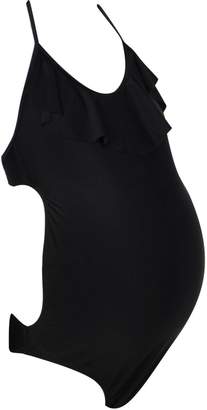 boohoo Maternity Rebecca Frill Cut Out Swimsuit